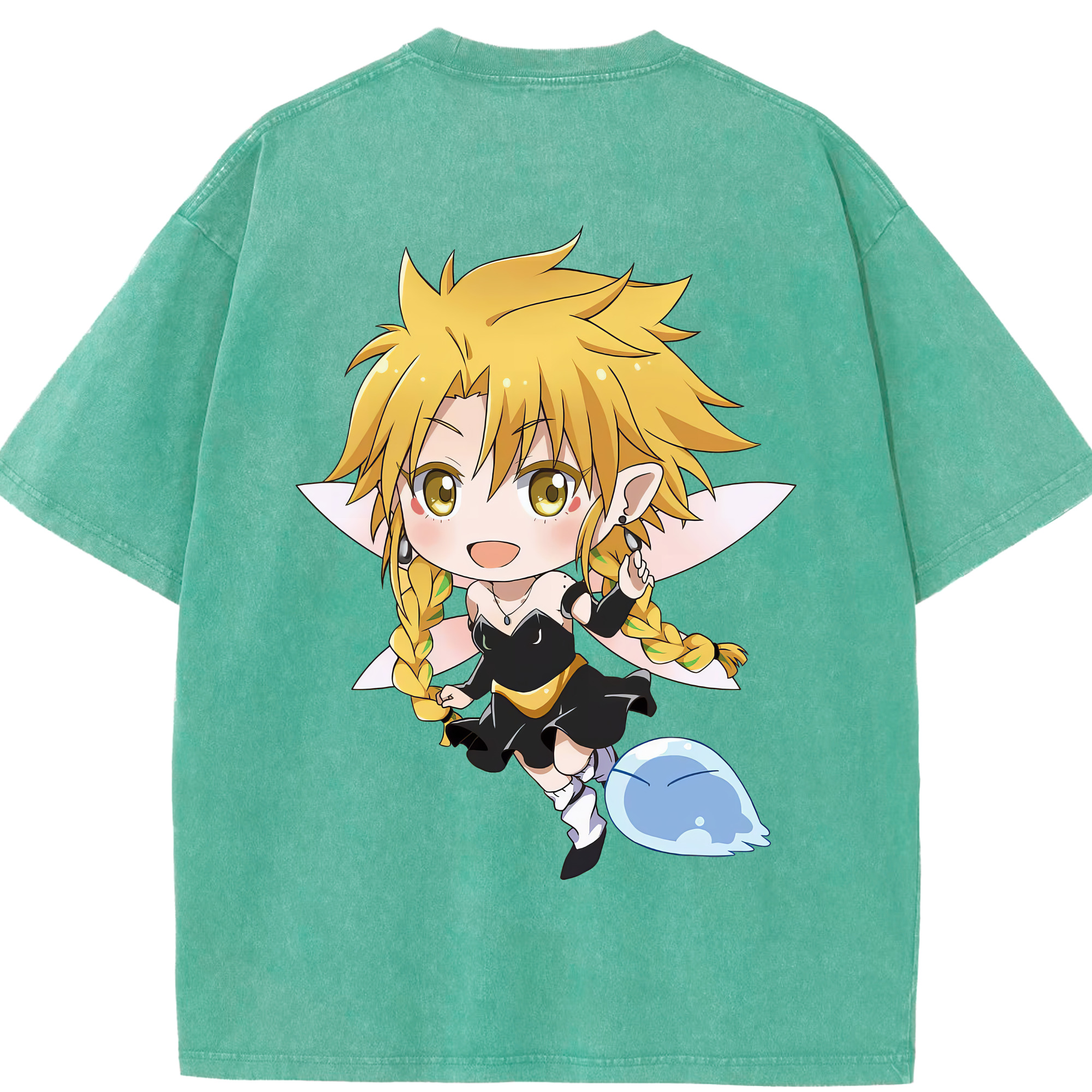 （画像用） 転スラ Regarding Reincarnated to Slime 綿100% ヴィンテージ風 半袖Tシャツ（背面プリント）